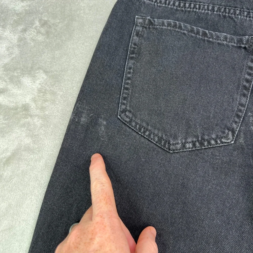 Aeropostale Low Rise Baggy Jeans Women 6R Black Distressed Ripped Denim Wide Leg